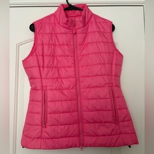 IBKUL Puffer Vest Womens M Bright Pink Full Zip Polartec Power Fill Insulated